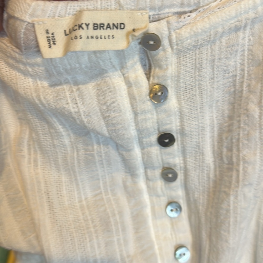 Lucky Brand white adjustable strap button closure gauzy midi dress size S - Picture 2 of 3
